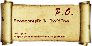 Proszonyák Oxána névjegykártya